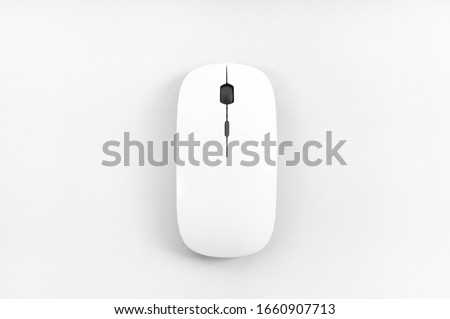 Top view of wireless mouse on white background