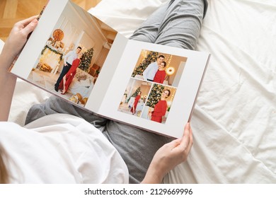 Top View Woman Holds Photobook While Stock Photo 2129669996 | Shutterstock