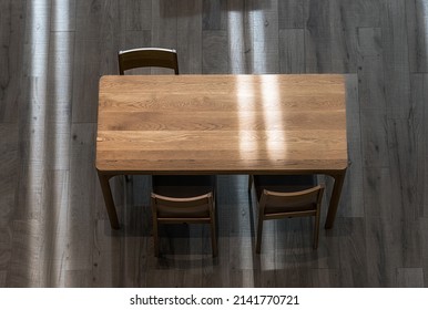 Top View Of Wood Tables And Chairs
