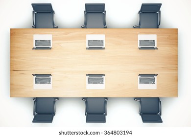 Top View Wooden Meeting Table Chairs Stock Photo 364803194 | Shutterstock