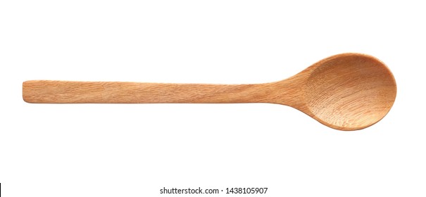 Top view Wooden spoon isolated on white background clipping path. - Shutterstock ID 1438105907