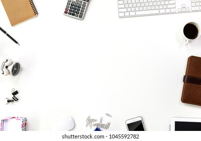 Flat Lay Top View Office Table Stock Photo (Edit Now) 518820769