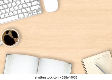 Top view of working place elements - Shutterstock ID 358644935