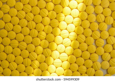 Top View Of Yellow Pills.