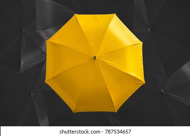 Yellow Umbrella Stand Out Crowd Leader Stock Photo (Edit Now) 1175441047