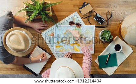 Similar – Image, Stock Photo unrecognizable woman traveling by car with her cute small dog