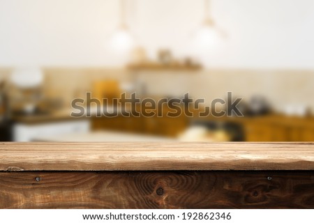 top of wood and retro kitchen space 