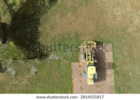 Top-Down Drone View of a Wheel Loader at a Construction Site