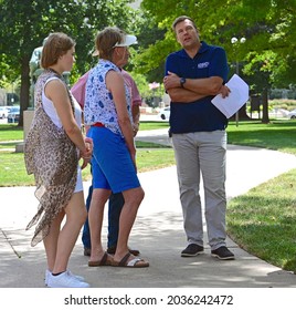 Topeka, Kansas, August 28, 2021
Former Kansas Secretary Of State Kris Kobach Speaks With Supporters During The Kansas Patriots Freedom Rally Outside The State Capitol Building 