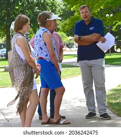Topeka, Kansas, August 28, 2021
Former Kansas Secretary Of State Kris Kobach Speaks With Supporters During The Kansas Patriots Freedom Rally Outside The State Capitol Building 