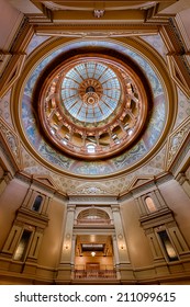 TOPEKA, KANSAS - JULY 23: Inner dome of the Kansas State Capitol building on July 23, 2014 in Topeka, Kansas
