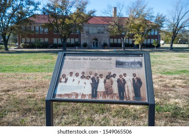 Topeka, Kansas / United States of America - November 2nd 2019 : Brown v. Board of Education National Historic Site.  Exterior of building, eastern facade with main entrance.