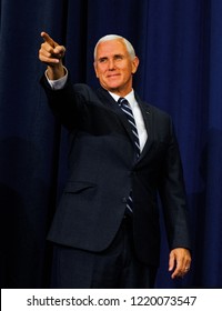 Topeka Kansas, USA, October 19, 2018 
Vice-President Mike Pence Speaks To Supporters At A Fundraiser For Republican Congressional Candidate Steve Watkins  