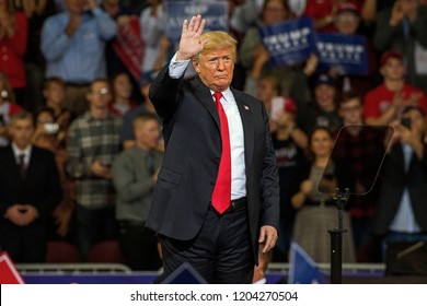 Topeka Kansas, USA, October 6, 2018
President Donald Trump At Rally In Support Of Kansas Secretary Of State Kris Kobach Who Is The Republican Candidate For Governor.