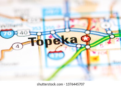 Topeka. Kansas. USA On A Geography Map