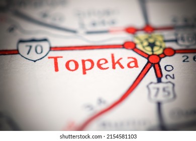 Topeka. Kansas. USA On A Geography Map.