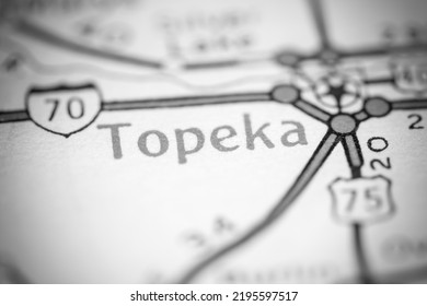 Topeka. Kansas. USA On A Geography Map.