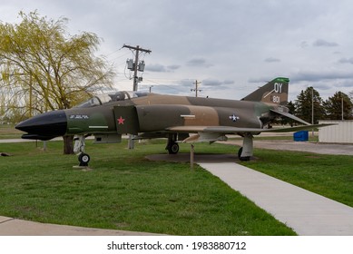 Topeka, KS United States of America - March 27th, 2021: F-4D Phantom Fighter, military jet used during the Vietnam War, on display at the Kansas National Guard Museum.