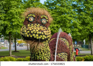 Topiary Sculpture Of The Memphrémagog Lake Monster, In Magog, Canada