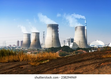 Tops Of Cooling Towers Of Atomic Power Plant