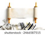 Torah scroll with Tallit on a light background