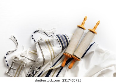Torah scroll with Tallit on a light background