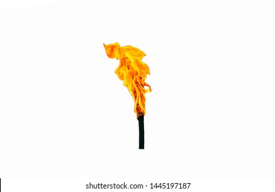 Torch With Fire Isolated On White Background.