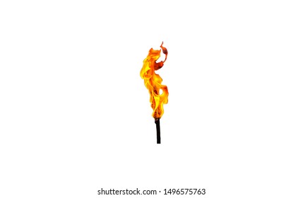 Torch With Fire Isolated On White Background.