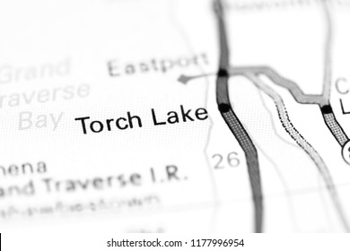 Torch Lake. Michigan. USA On A Map