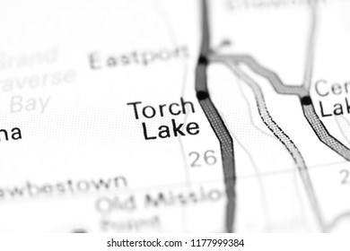 Torch Lake. Michigan. USA On A Map