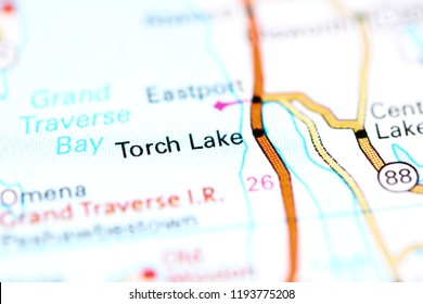 Torch Lake. Michigan. USA On A Map