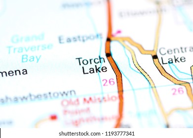 Torch Lake. Michigan. USA On A Map