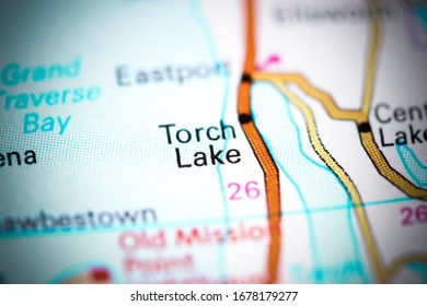 Torch Lake. Michigan. USA On A Map