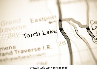 Torch Lake. Michigan. USA On A Map