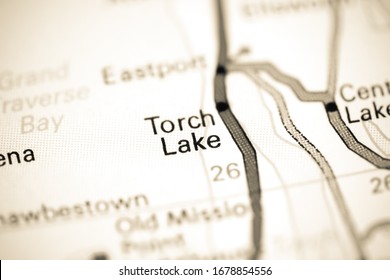 Torch Lake. Michigan. USA On A Map