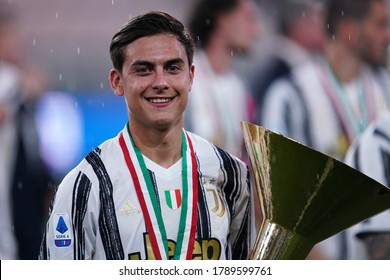 Torino (Italy) 01th August 2020. Italian Serie A.  Juventus Fc vs As Roma.  Paulo Dybala of Juventus FC celebrate after winning the Serie A Championship 2019-2020  