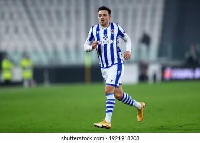 Torino, Italy. 18th February 2021. Mikel Merino Of Real Sociedad De Futbol  During  Uefa Europa League  Match Between Real Sociedad De Futbol And Manchester United Fc .