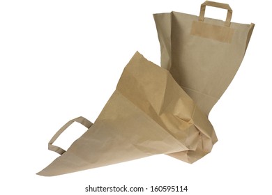 Torn Brown Paper Bag Isolated On White Background