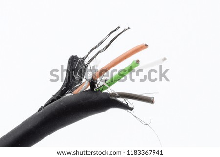 Torn cable on a light background