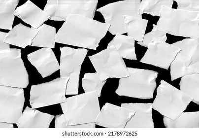 Torn edges of white paper sheet isolated on black background. Blank pieces of paper design. Art and craft backdrop. - Shutterstock ID 2178972625