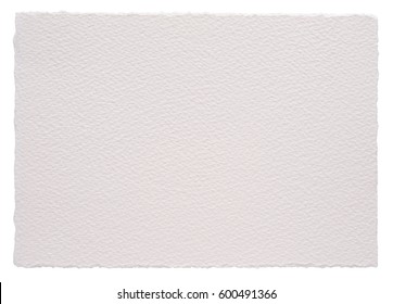 Torn Edges White Paper Sheet Isolated On White. High Quality Watercolor Paper Texture In A High Resolution. Art Paper Background.