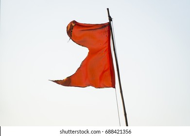 The Torn Flag Blowing On White Background 