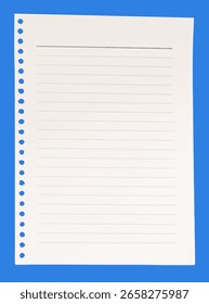 Torn Lined Notebook Paper with Curl on Transparent Background