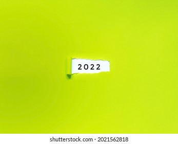 Torn Off Green Paper Strip With '2022' Text.