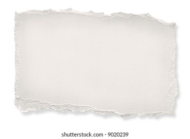 Torn off-white paper, ready for your message.  With drop shadow, isolated on white.