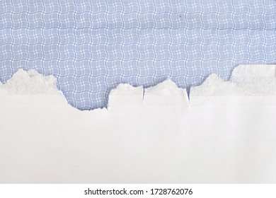 Torn Opened Business Envelope Showing Paper Tear Patterns, Closeup View. A Ripped Opened Enveloped With Tearing Paper Texture And Shape.