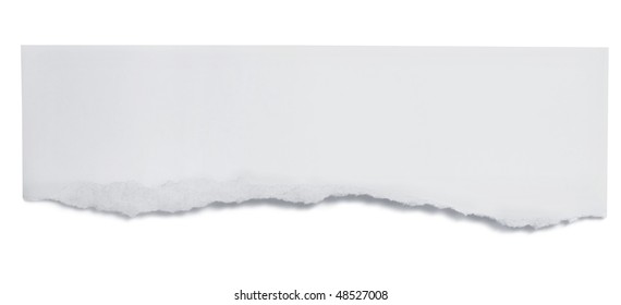 Torn paper banner, isolated on white with soft shadow.