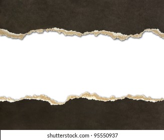 Torn paper borders isolated on white