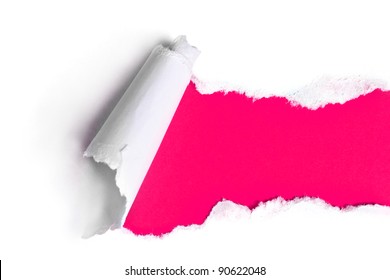 Torn Paper With Pink Background