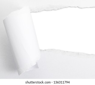 Torn paper sheet with an empty gap hole as a copyspace background